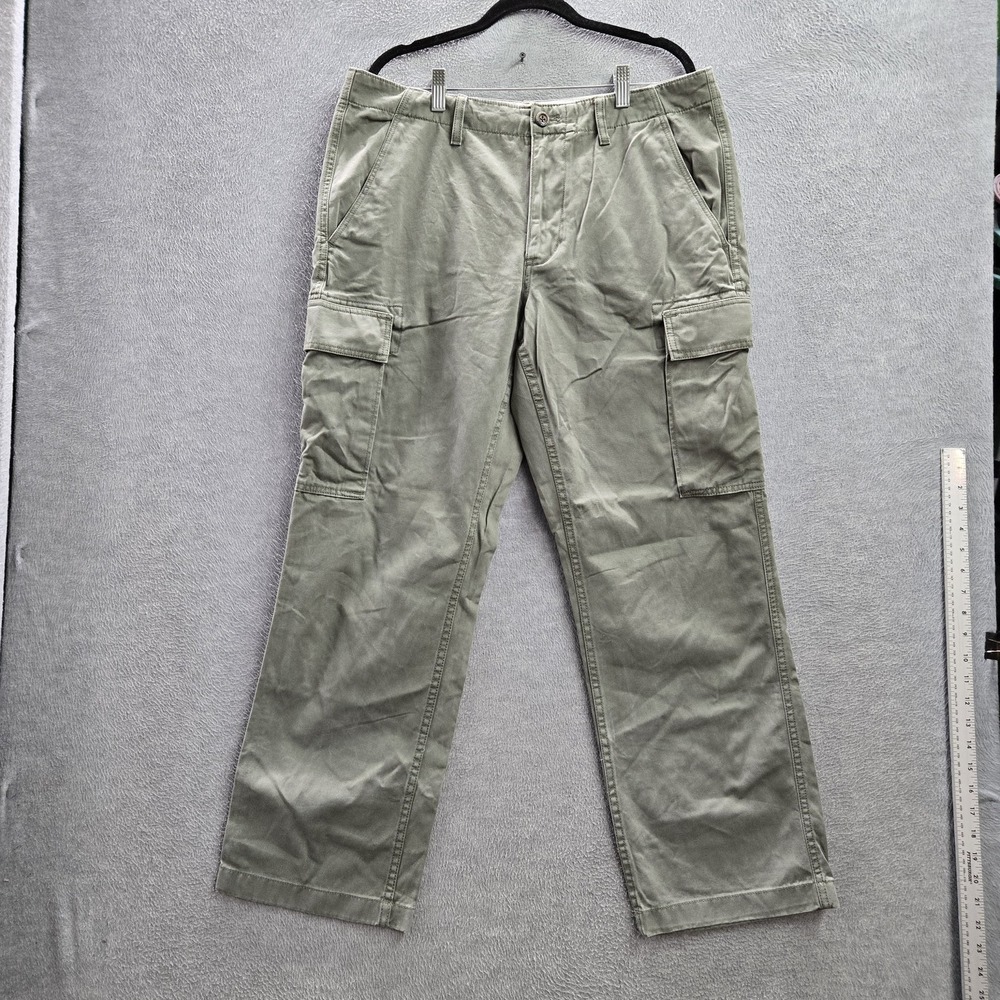 Eddie Bauer Men Pants 35X30 Gray Cargo Twill Button Classic 29" Inseam Outdoor